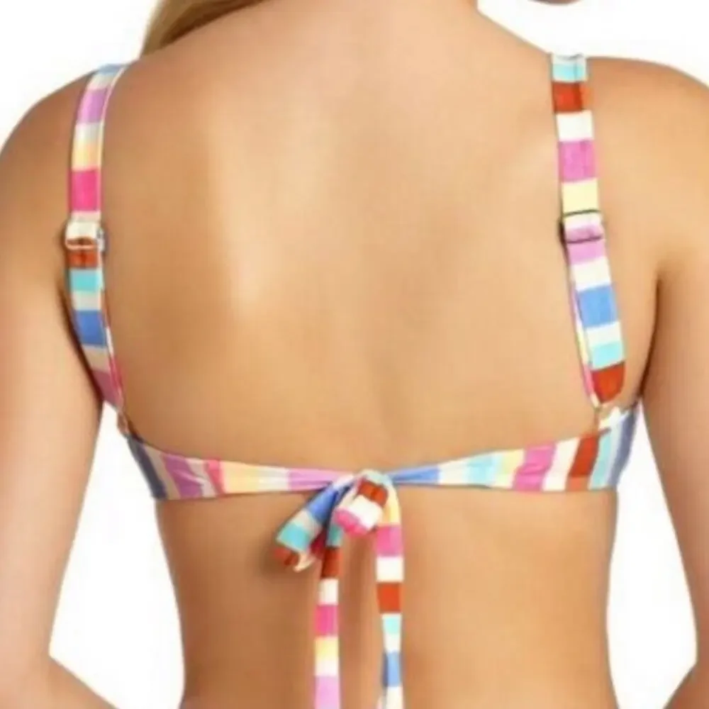 California Waves striped bralette swim top Lg